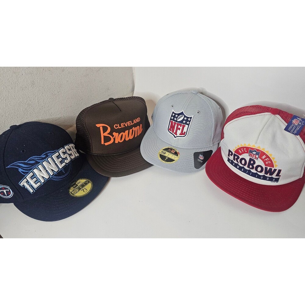 Reseller Lot 4 NFL Football New Era 59Fifty Hat Snapback Cap Browns Titans